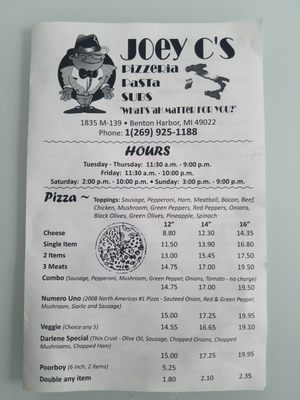 Menu photo 8 Joey C's Benton Harbor, MI
