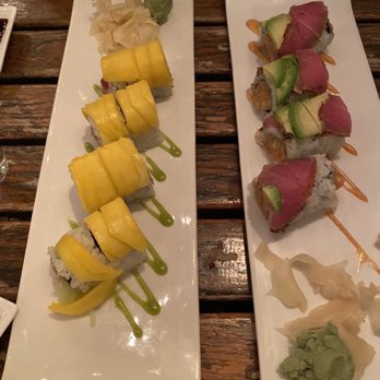 Ako - Golden Dragon Roll - Honey wasabi sauce, Tuna Salmon Twister Roll - Spicy cherry aioli - Sushi Bars Near Me - Brooklyn, New York Ako - Golden Dragon Roll - Honey wasabi sauce, Tuna Salmon Twister Roll - Spicy cherry aioli - Sushi Bars Near Me - Brooklyn, New York