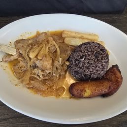 Pork and rice and plantain
