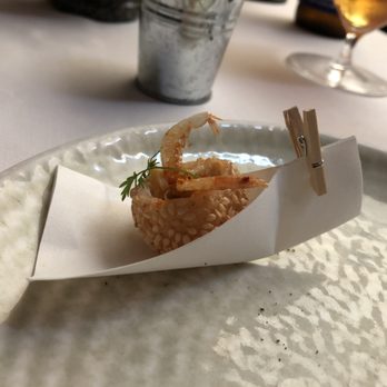 Spago - Sesame Ball, Dungeness Crab, Thai Curry Spice, Sakura Shrimp - New American Near Me - Beverly Hills, California