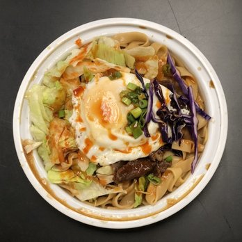 Bop n bowl - a bowl of noodles with an egg on top - Food Trucks Near Me Bop n bowl - a bowl of noodles with an egg on top - Food Trucks Near Me