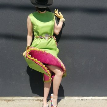Gadabout - Amazing vintage  slubbed silk dress with frothy pleated petticoats - Antiques Near Me - Toronto, Ontario