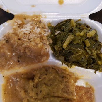 The New Soul Veg Restaurant & Cafe' - Vegan Meal-Rice and Gravy, Collard Greens, Curry Tofu - Vegetarian Near Me - Atlanta, Georgia