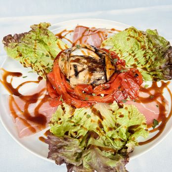Salute Ristorante - Burrata wrap with grilled eggplant prosciutto di Parma Roasted peppers Drizzle wit honey balsamic ... - Italian Near Me - Morrisville, Pennsylvania Salute Ristorante - Burrata wrap with grilled eggplant prosciutto di Parma Roasted peppers Drizzle wit honey balsamic ... - Italian Near Me - Morrisville, Pennsylvania
