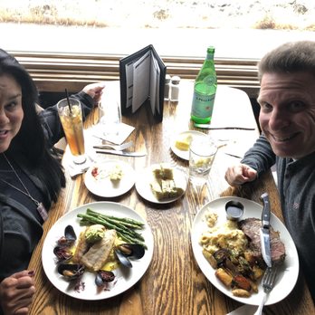 Horatio's - Our really nice server taking our photo . - Seafood Near Me - San Leandro, California