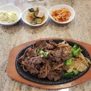Korean Chili - Bulgogi Platter on hot sizzling Skillet. - Korean Near Me - Tulare, California Korean Chili - Bulgogi Platter on hot sizzling Skillet. - Korean Near Me - Tulare, California