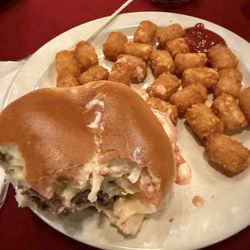 American Burger with tots.