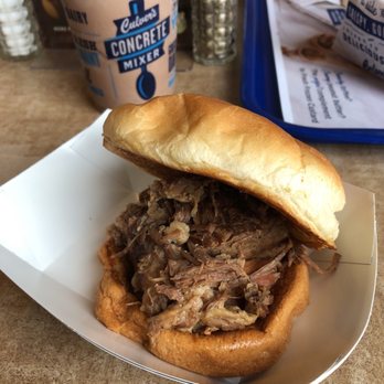 Culver's - Look at all that good pot roast. It smells as good as it tastes. Chocolate concrete in the background. - Ice Cream & Frozen Yogurt Near Me - Fargo, North Dakota Culver's - Look at all that good pot roast. It smells as good as it tastes. Chocolate concrete in the background. - Ice Cream & Frozen Yogurt Near Me - Fargo, North Dakota