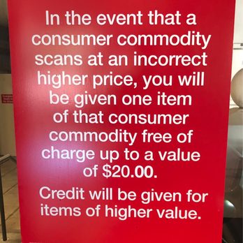 Target - Prominent sign at store entrance of supposed reimbursement for mispriced items - Department Stores Near Me - Stamford, Connecticut Target - Prominent sign at store entrance of supposed reimbursement for mispriced items - Department Stores Near Me - Stamford, Connecticut