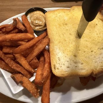 Slater's 50/50 - Best Damn Bacon Cheeseburger with sourdough bun and sweet potato fries and pumpkin sauce - Burgers Near Me - Las Vegas, Nevada Slater's 50/50 - Best Damn Bacon Cheeseburger with sourdough bun and sweet potato fries and pumpkin sauce - Burgers Near Me - Las Vegas, Nevada