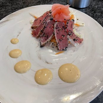 Charred Hanover - Ahí tuna appetizer 15.00 for 5 slices, flavor was good but not a great value. - American Near Me - Mechanicsville, Virginia