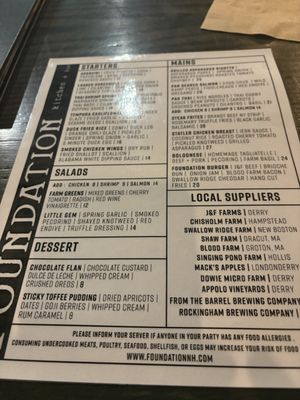Menu photo 2 FOUNDATION kitchen + bar Derry, NH