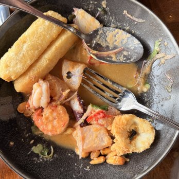 Aji Peruvian Cuisine - Half eaten ceviche Classico - Peruvian Near Me - Long Beach, California