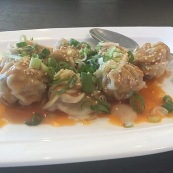 China Village - Spicy sauce wonton, it's steaming hot, thin melt in your mouth wrapping and yummy pork fill - Chinese Near Me - Cotati, California China Village - Spicy sauce wonton, it's steaming hot, thin melt in your mouth wrapping and yummy pork fill - Chinese Near Me - Cotati, California