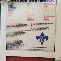 Chelsea Sno Shack - Menu