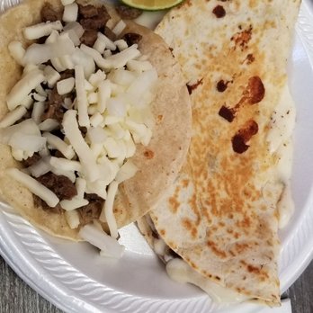 Rico's Tacos - Steak Quesadilla and Steak Taco (without cilantro) - Tacos Near Me - Goldsboro, North Carolina