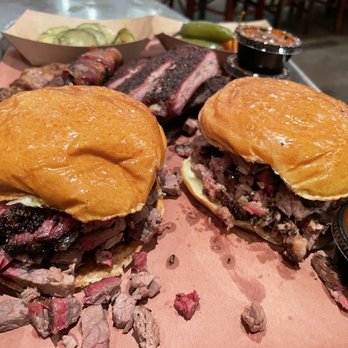 Ten50 BBQ - Brisket Sandwich,  1/2 lb. St. Louis Pork Ribs, stuffed bacon wrapped jalapeños - Barbeque Near Me - Richardson, Texas