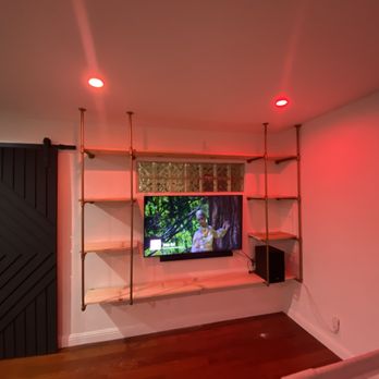 The Handy Hipsters - custom shelves i did with boards and pipes - Handyman Near Me The Handy Hipsters - custom shelves i did with boards and pipes - Handyman Near Me