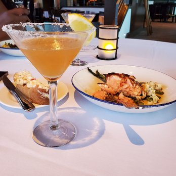 Rusty Scupper - Salmon w/ Chesapeake option and a Hennessy mixed drink... check the menu for accuracy - Seafood Near Me - Baltimore, Maryland