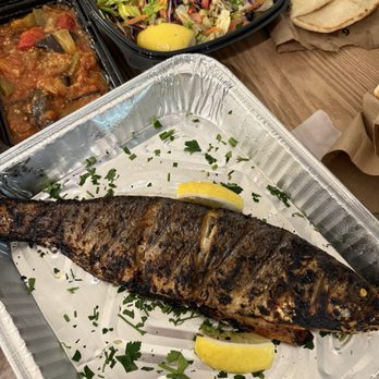 Turkish Lazuri Cafe - Sea Bass (Levrek) comes with side salad and pita - Turkish Near Me - Allston, Massachusetts Turkish Lazuri Cafe - Sea Bass (Levrek) comes with side salad and pita - Turkish Near Me - Allston, Massachusetts