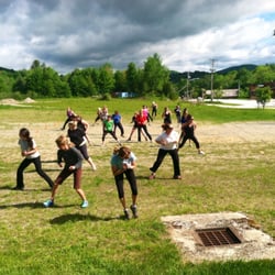 Killington Boot Camp - Killington's 9am class shuffling away!