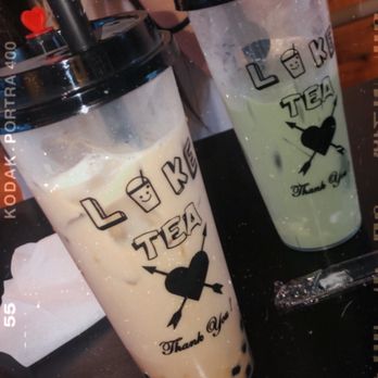 Ulike Tea - Milk tea with flan & boba (left) Green tea (right) - Tea Rooms Near Me - Houston, Texas Ulike Tea - Milk tea with flan & boba (left) Green tea (right) - Tea Rooms Near Me - Houston, Texas