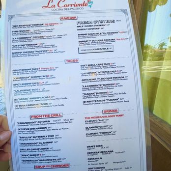 La Corriente La Jolla - 3/7/26 menu - Seafood Near Me - San Diego, California