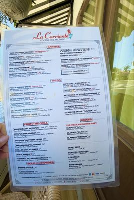 Menu photo 1 La Corriente La Jolla San Diego, CA