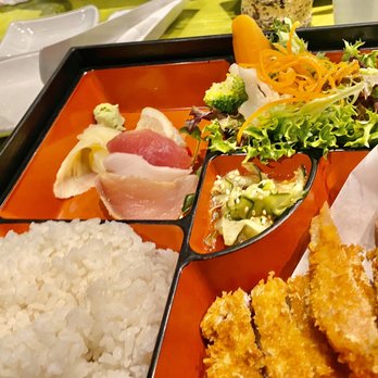 Tona - Bento Box: Two meat choices were Ton Katsu (panko pork) and sashimi). - Sushi Bars Near Me - Ogden, Utah Tona - Bento Box: Two meat choices were Ton Katsu (panko pork) and sashimi). - Sushi Bars Near Me - Ogden, Utah