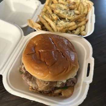 Elite Experience: The Melt - Mushroom Swiss burger & Garlic Parmesan fries - Yelp Events Near Me - Brea, California