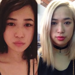 Dark Brown to Bleach Blonde color by Yaribel, cut by Colleen