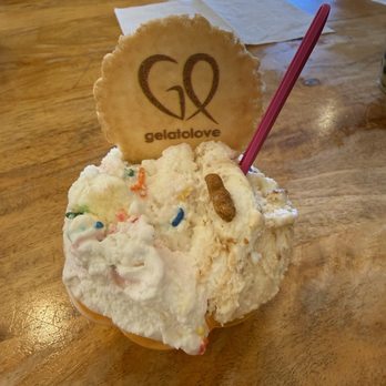 GelatoLove - Split flavors of funfetti and biscoff. - Desserts Near Me - Carlsbad, California