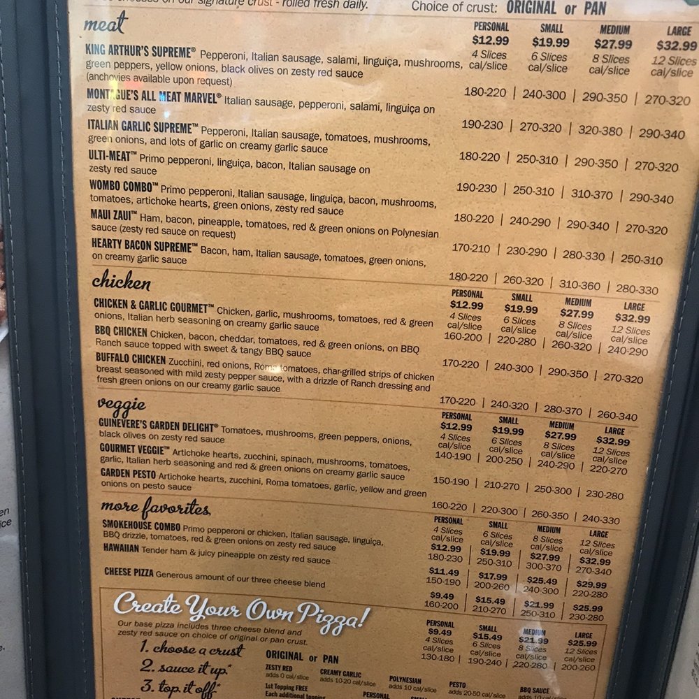 Pizza Menu Pizza Menu