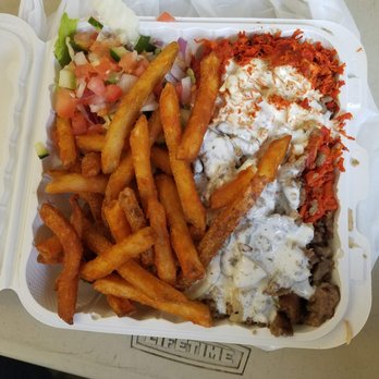 Halal Munchies - Mix Combo over rice with fries and salad! - Halal Near Me - Fresh Meadows, New York Halal Munchies - Mix Combo over rice with fries and salad! - Halal Near Me - Fresh Meadows, New York