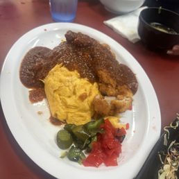 Omelet Rice plus Cutlet w/ Curry Sauce. Omelet Rice plus Cutlet w/ Curry Sauce.