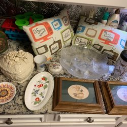 Soul's Harbor Thrift Store - All for $11. Signed prints. German porcelain. English porcelain  pillows. Trinket box and plates. German Schumann vase. I scored