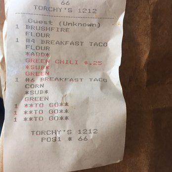 Torchy's Tacos - Did not get my corn tacos. Sad. - Tex-Mex Near Me - Lubbock, Texas