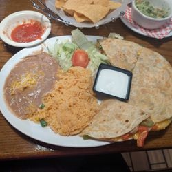 The Sub Station Mexican Grill - Veggie quesadilla with rice, beans, and salad