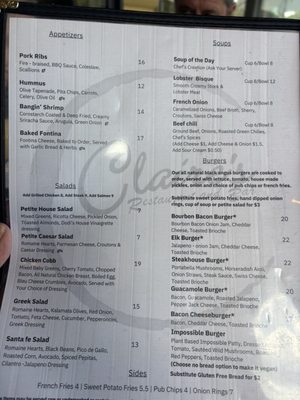 Menu photo 7 Claire's Restaurant and Bar Estes Park, CO