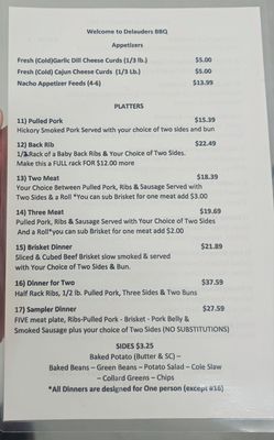 Menu photo 2 Delauders  BBQ Sevierville, TN