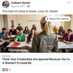 Dr. Colleen Daniel - Your credentials are ignored because of your incompetence, not your femininity.