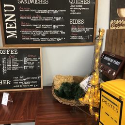 a menu and a coffee shop