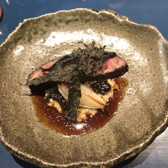 Miro Kaimuki - July 2020 Prix Fixe Menu:  wagyu short rib (additional $15). black garlic. green farro. prune. - Asian Fusion Near Me - Honolulu, Hawaii