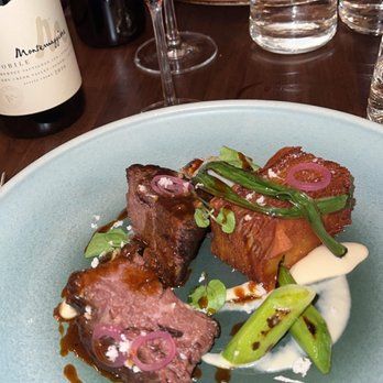 The Matheson - Wagyu Braised Beef Short Rib
potato pave, king trumpet mushroom, romanesco, chili crunch. - Wine Bars Near Me - Healdsburg, California The Matheson - Wagyu Braised Beef Short Rib
potato pave, king trumpet mushroom, romanesco, chili crunch. - Wine Bars Near Me - Healdsburg, California