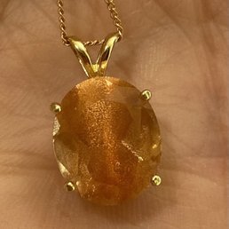 Beautiful 4.5 carat sunstone with a rose gold chain. Beautiful 4.5 carat sunstone with a rose gold chain.
