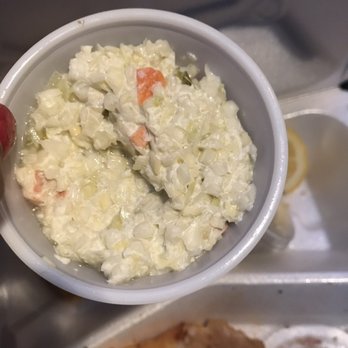 Old German Beer Hall - Half eaten coleslaw.  Looks like a previous customer sampled this.  And they probably reserves it. - Pubs Near Me - Milwaukee, Wisconsin