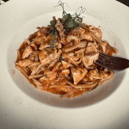 Lunch special pasta with salmon