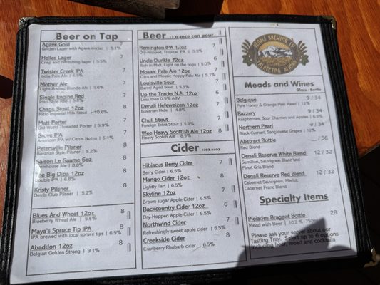 Menu photo 3 Denali Brewpub Talkeetna, AK