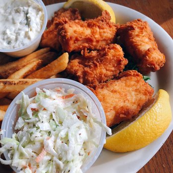 Salty's on Second - Halibut fish, chips, coleslaw & tartar sauce - Bars Near Me - Fairbanks, Alaska