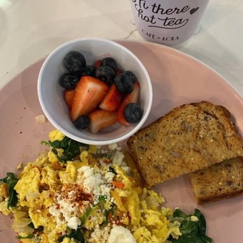 Cafe Lola - Veggie scramble with GF bread. Lin's matcha latte with oat milk. - Cafes Near Me - Henderson, Nevada Cafe Lola - Veggie scramble with GF bread. Lin's matcha latte with oat milk. - Cafes Near Me - Henderson, Nevada